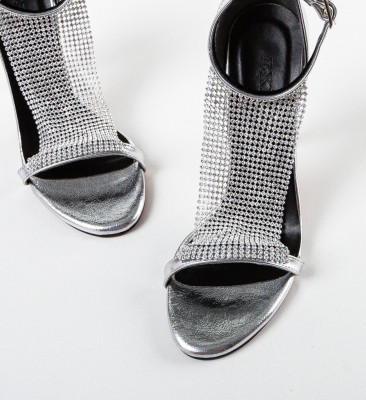 Sandale cu toc Esbar Argintii 2