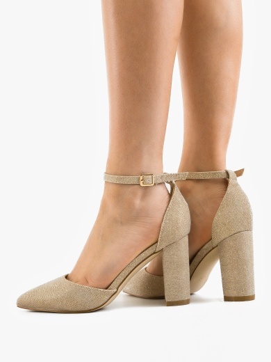 Pantofi dama cu toc Young Aurii