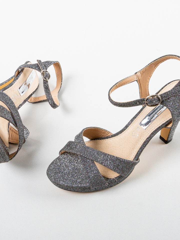 Сандали на ток Jisko Сив - Img 12