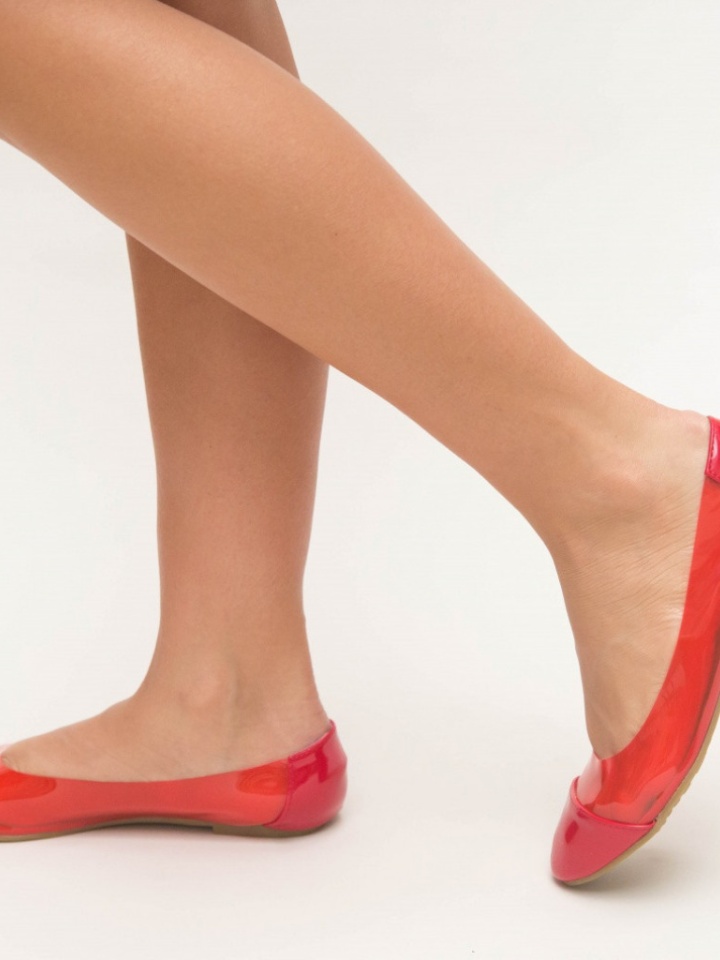 Piros Cames Balerina Cipők