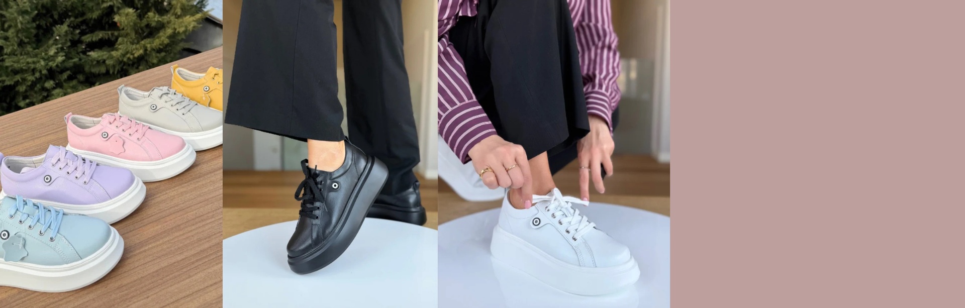 Sneakers da donna in vera pelle