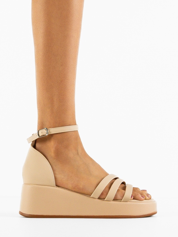 Sandali con plateau Beige Larissa - Img 4