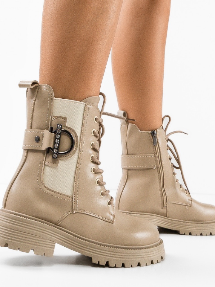 Tronchetti da donna Beige Denyt - Img 3