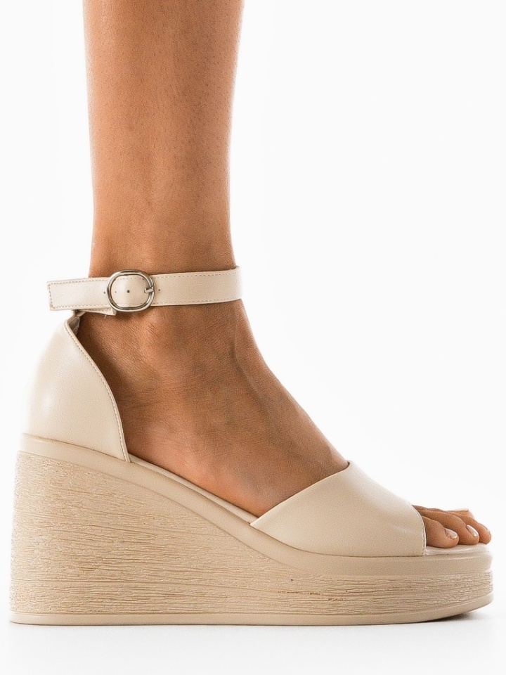 Sandali con plateau Beige Grande - Img 5