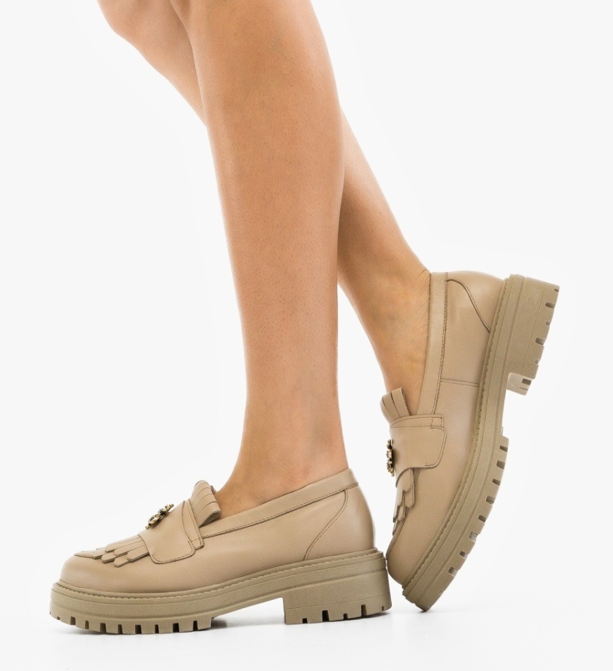 Pantofi casual dama Zenin Bej - Img 4