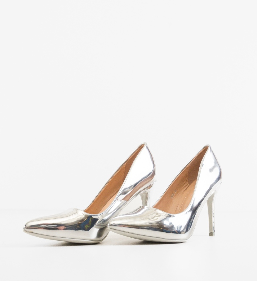 Pantofi stiletto dama Azaan Argintii - Img 4
