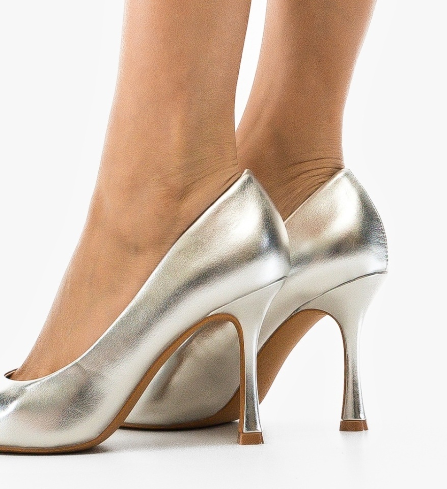 Pantofi stiletto dama Smart Argintii - Img 5