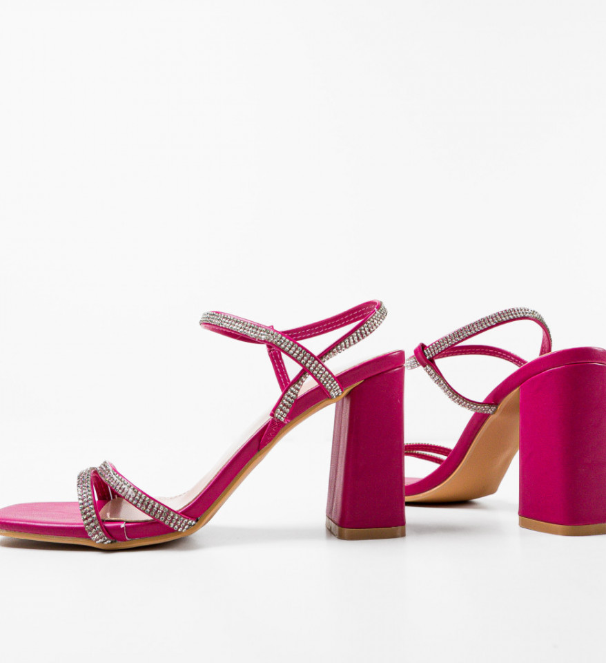 Sandale cu toc Estrada Fuchsia - Img 3