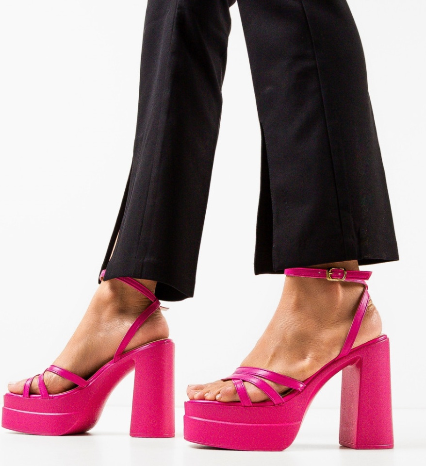 Sandale cu toc Shreya Fuchsia - Img 6