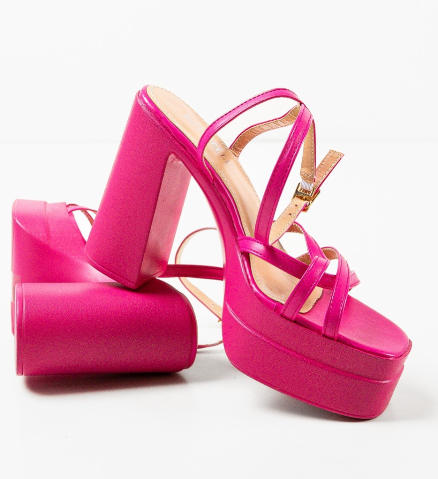 Sandale cu toc Shreya Fuchsia - Img 10