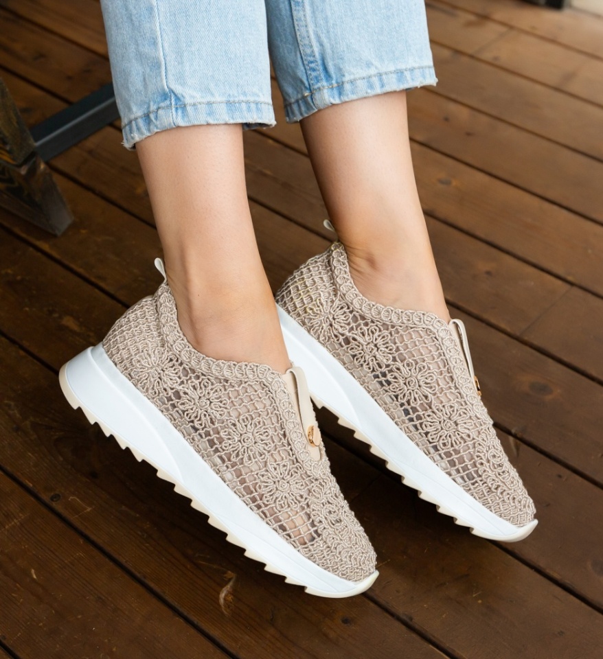 Sneakers dama Selima Bej - Img 3