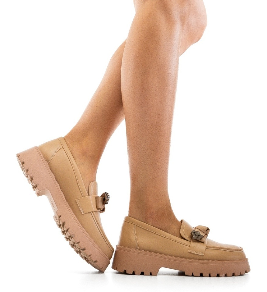 Pantofi casual dama Vrerru Bej - Img 3