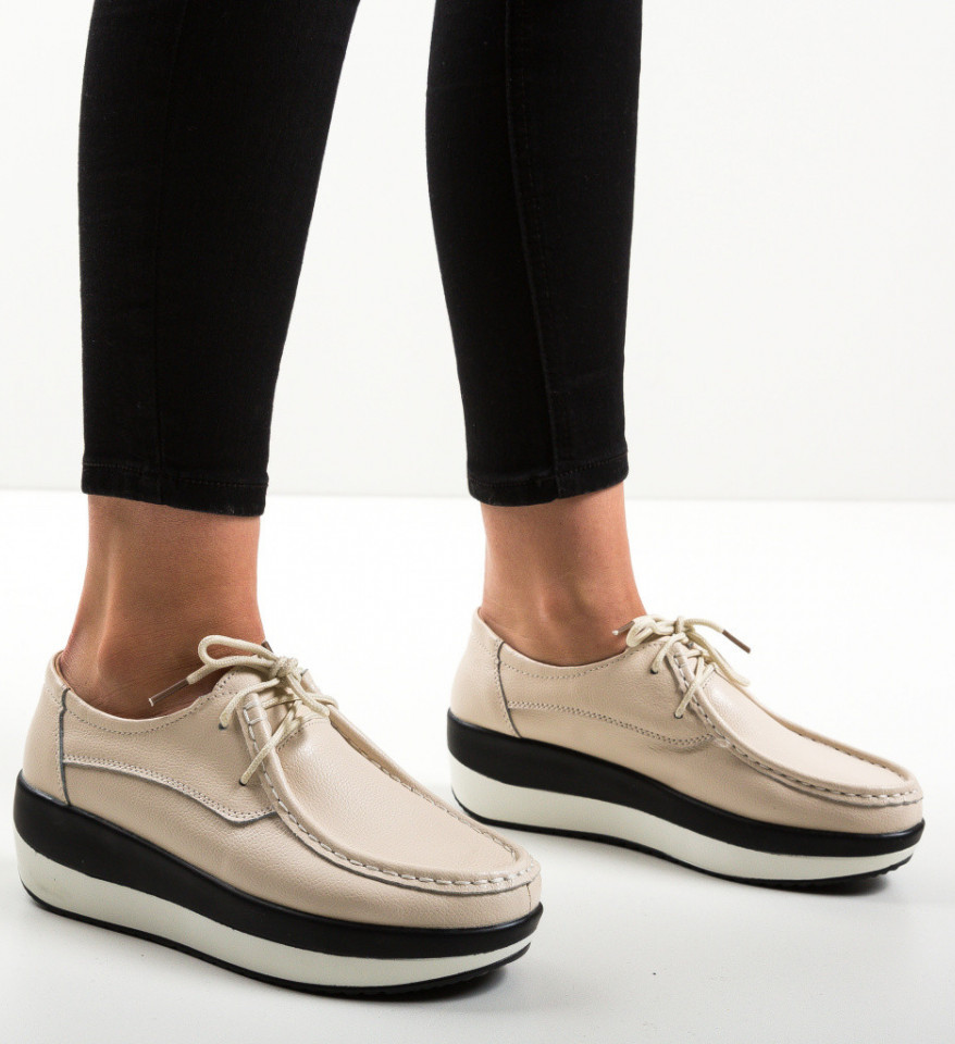 Pantofi Casual Vlasta Bej - Img 3