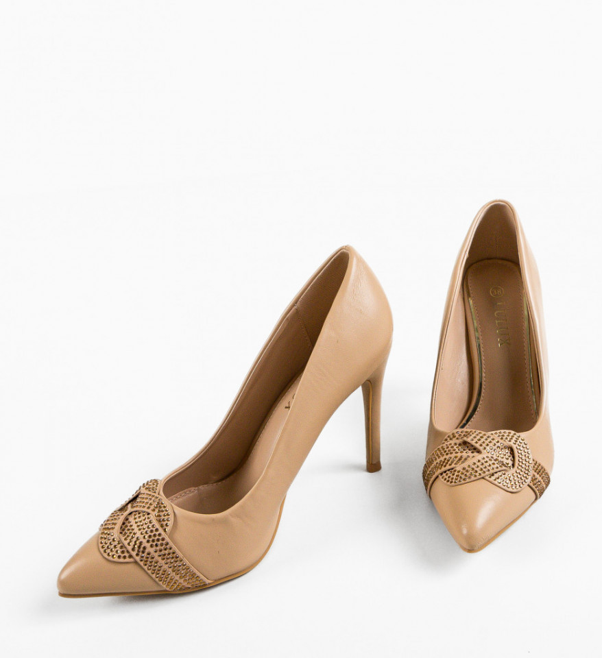 Pantofi dama Brown Bej - Img 2