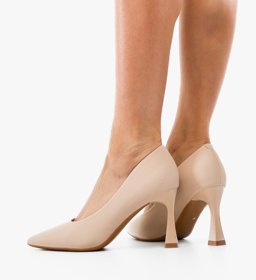 Pantofi stiletto dama Lorans Bej - Img 4
