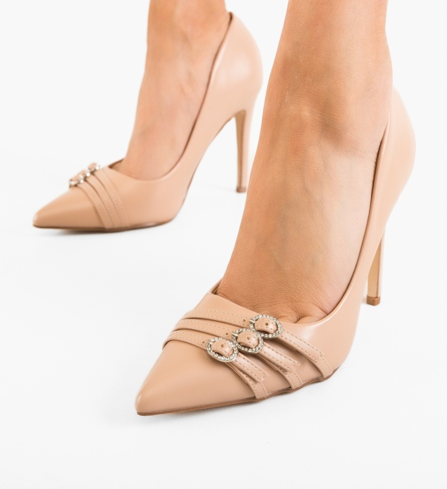 Pantofi stiletto dama Nelso Bej - Img 5