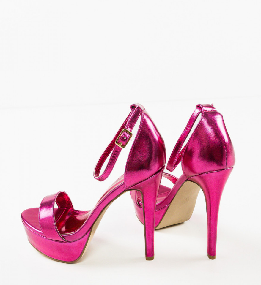 Sandale cu toc Halima Fuchsia - Img 4