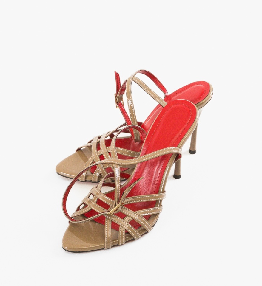 Sandale cu toc Mynny Khaki - Img 3