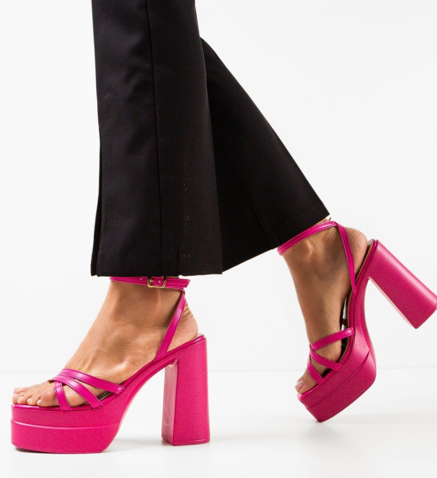 Sandale cu toc Shreya Fuchsia - Img 7