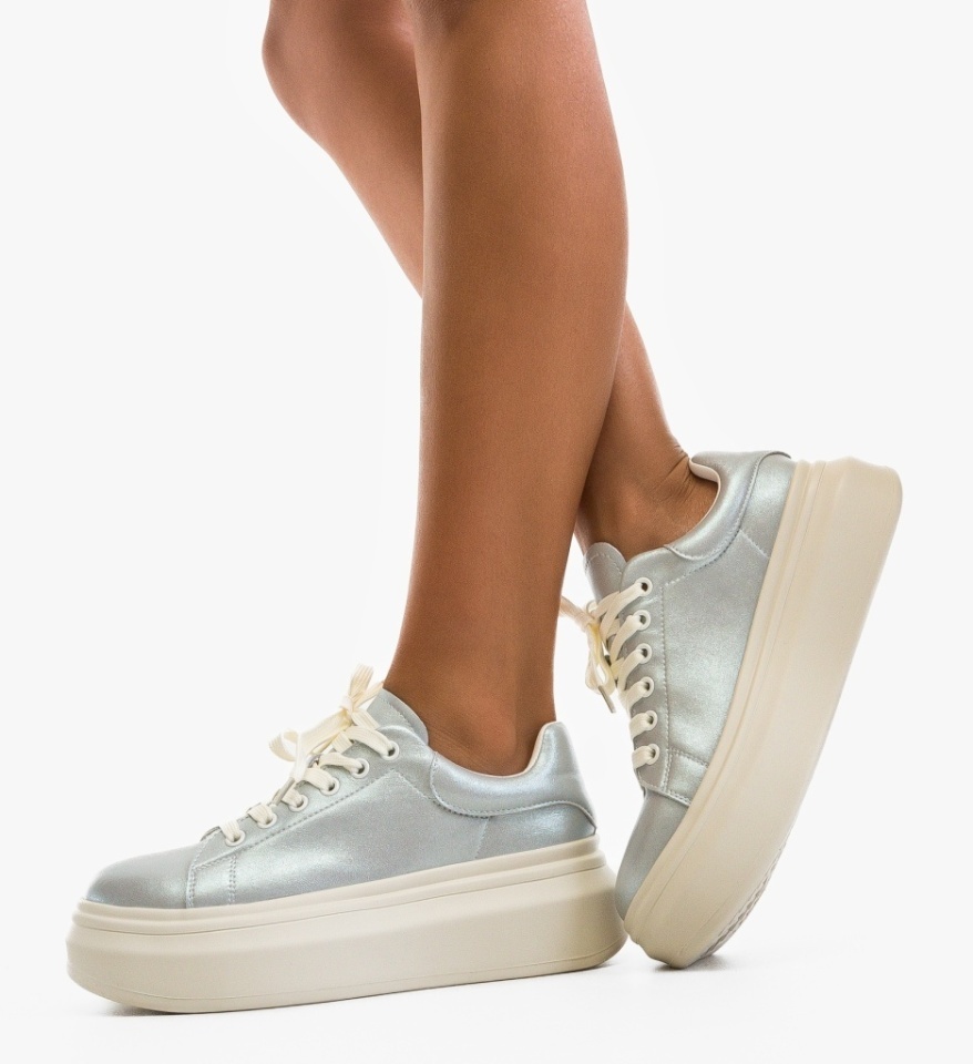 Sneakers dama Nart Argintii - Img 6