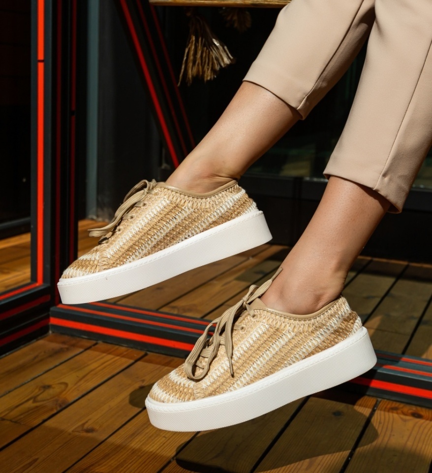 Sneakers dama Reinbou Bej - Img 2