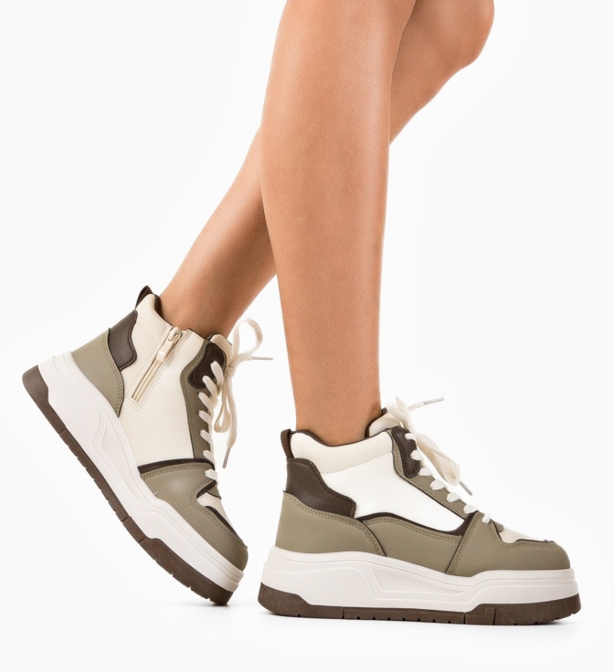 Sneakersi dama Okayta Khaki - Img 7