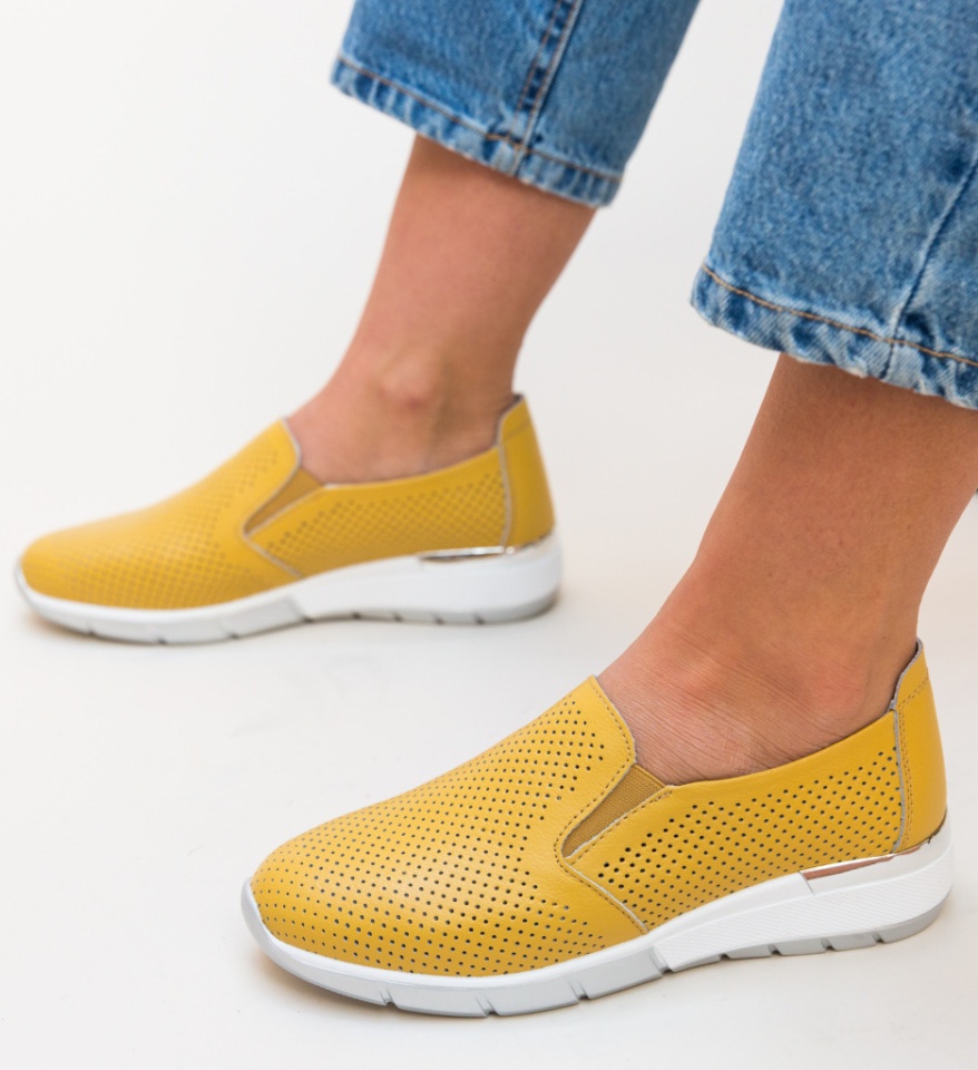 Pantofi Casual Pufine Galbeni - Img 6