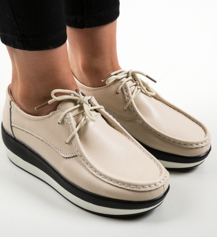 Pantofi Casual Vlasta Bej - Img 4