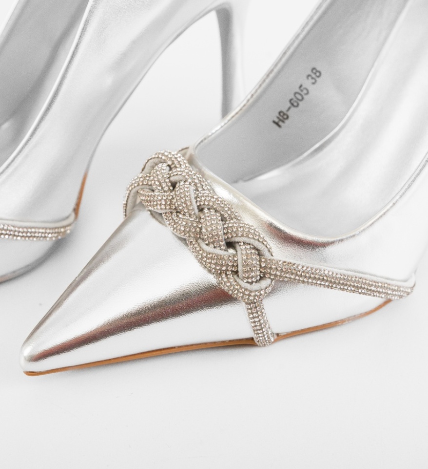 Pantofi stiletto dama Abrams Argintii - Img 2