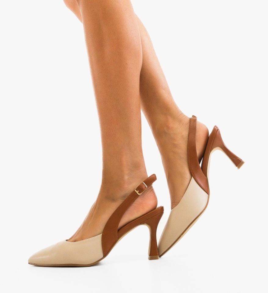 Pantofi stiletto dama Klem Bej - Img 5