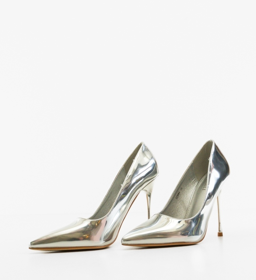 Pantofi stiletto Helar Argintii - Img 2