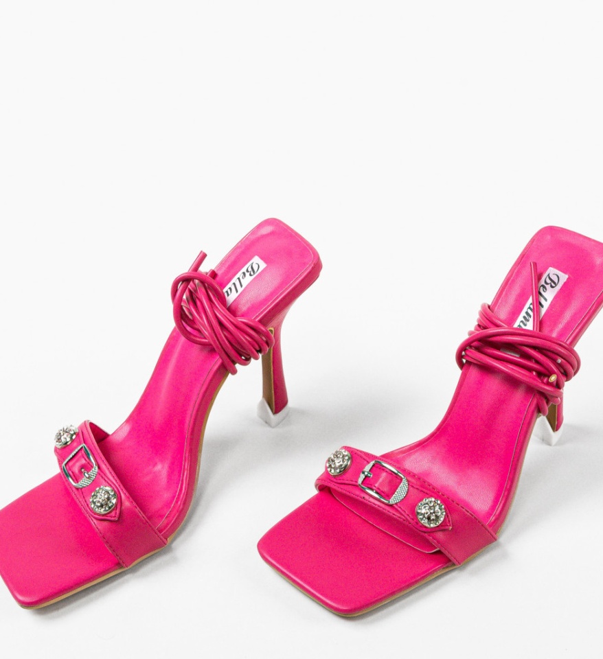 Sandale cu toc Adriano Fuchsia - Img 11