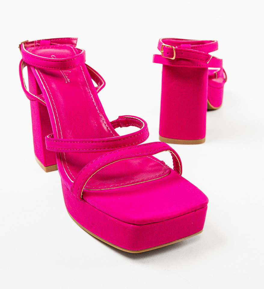 Sandale cu toc Oihana Fuchsia - Img 2