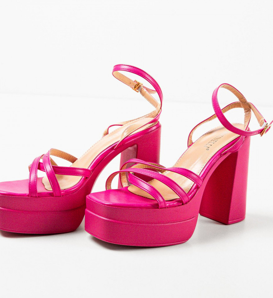 Sandale cu toc Shreya Fuchsia - Img 2