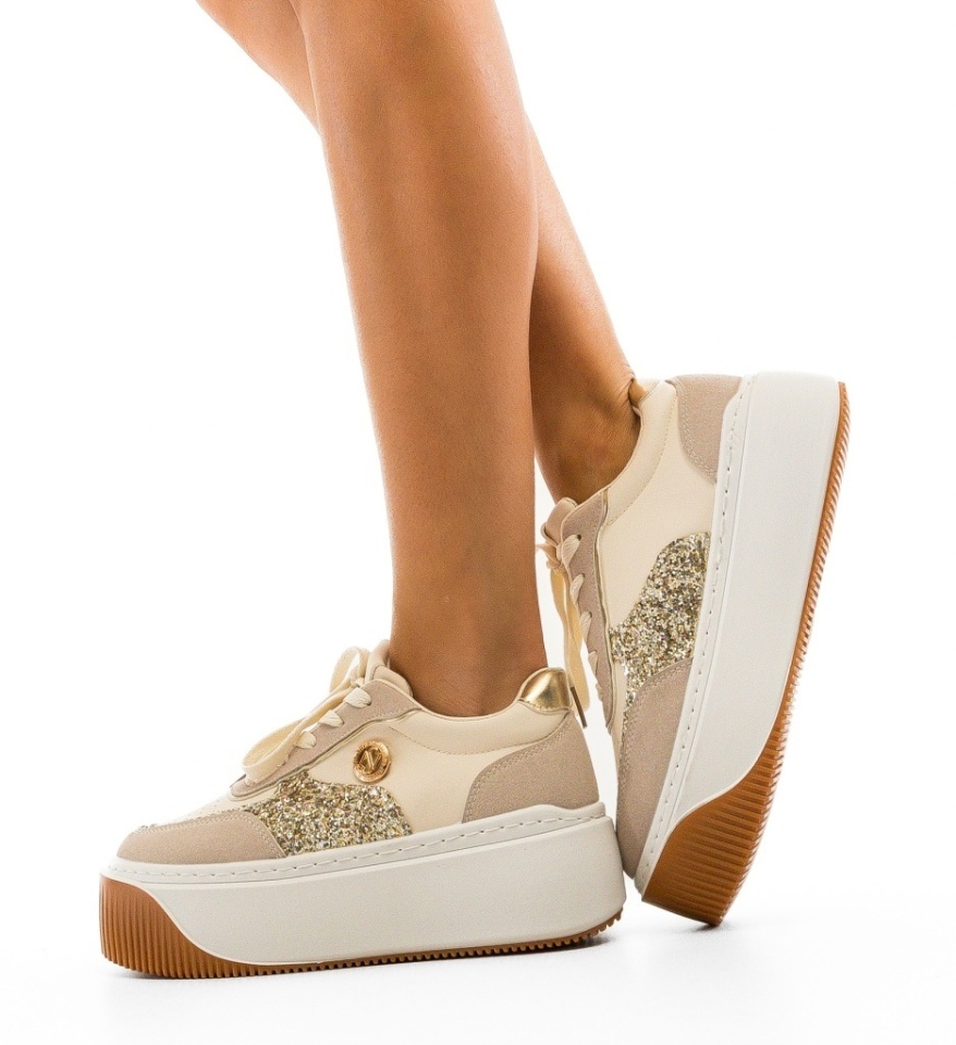Sneakers dama Plouta Bej - Img 4