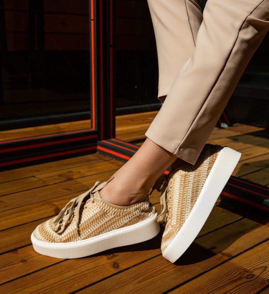 Sneakers dama Reinbou Bej - Img 3