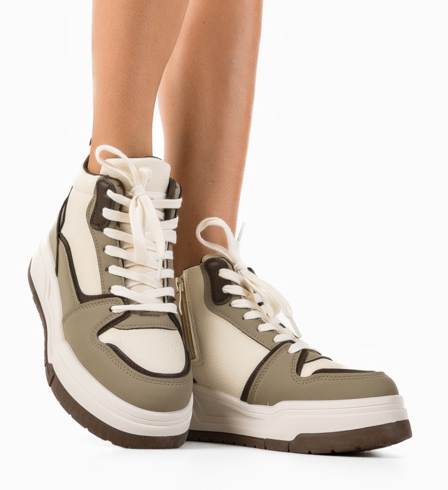 Sneakersi dama Okayta Khaki - Img 8