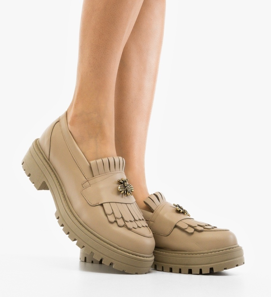 Pantofi casual dama Zenin Bej - Img 5