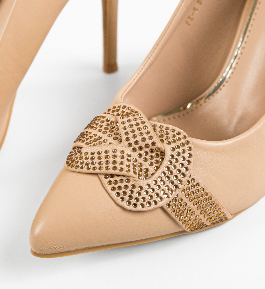 Pantofi dama Brown Bej - Img 4