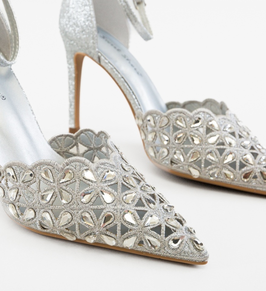 Pantofi stiletto dama Tabylys Argintii - Img 2
