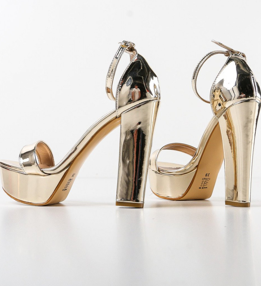 Sandale cu toc Rasmus Aurii - Img 3
