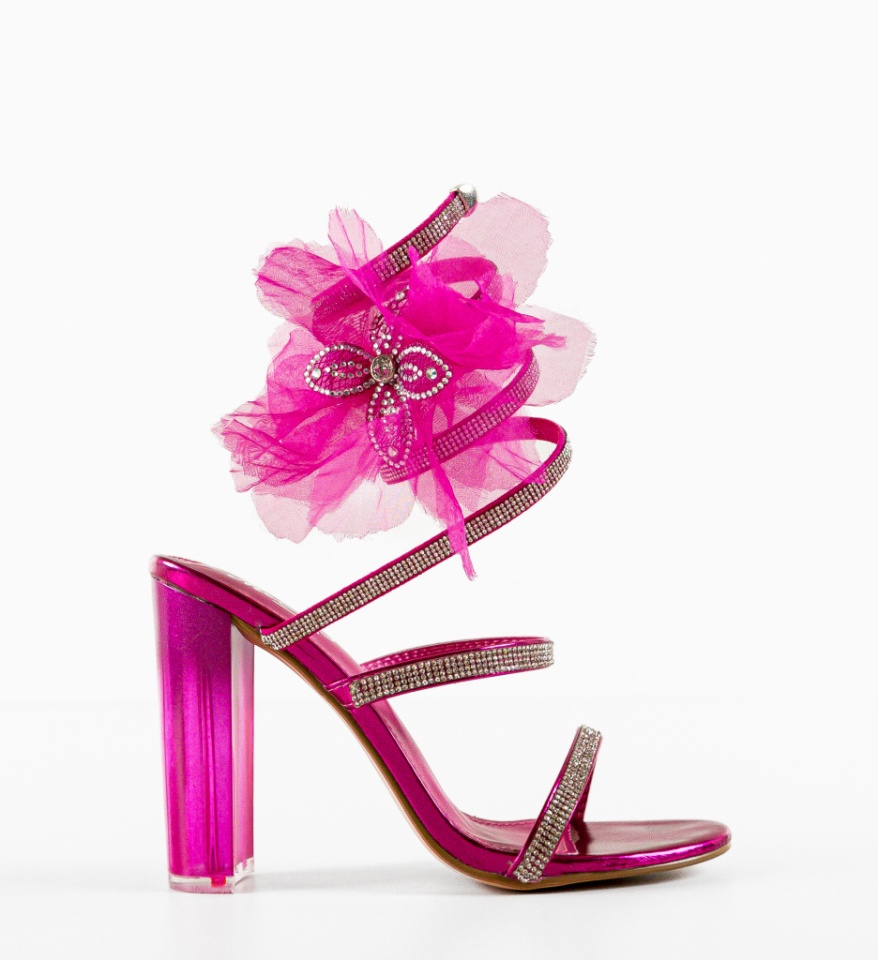 Sandale cu toc Zambel Fuchsia - Img 2