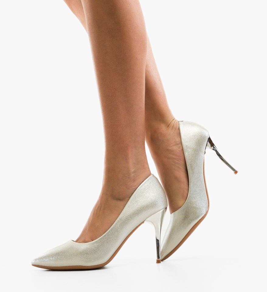 Pantofi cu toc Danube Argintii - Img 3