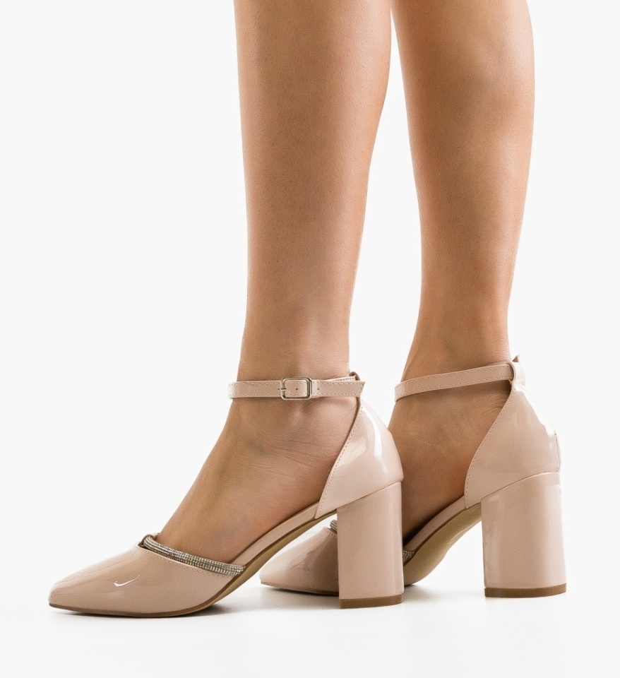 Pantofi dama cu toc Delores Beige - Img 4