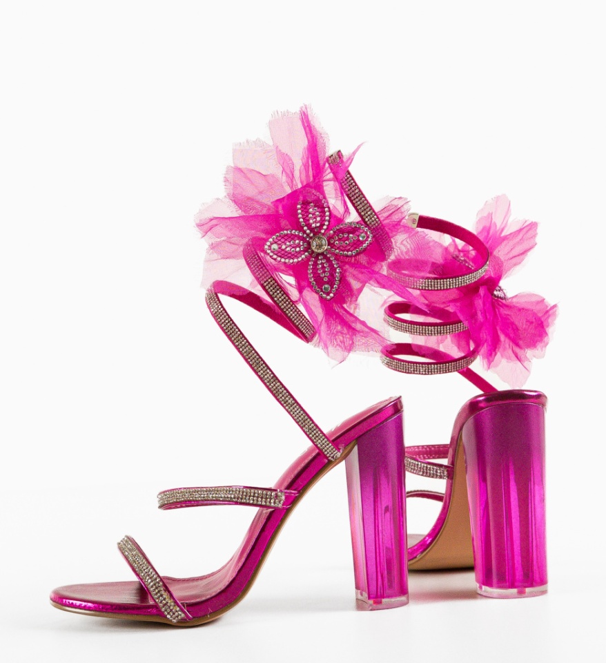 Sandale cu toc Zambel Fuchsia - Img 3