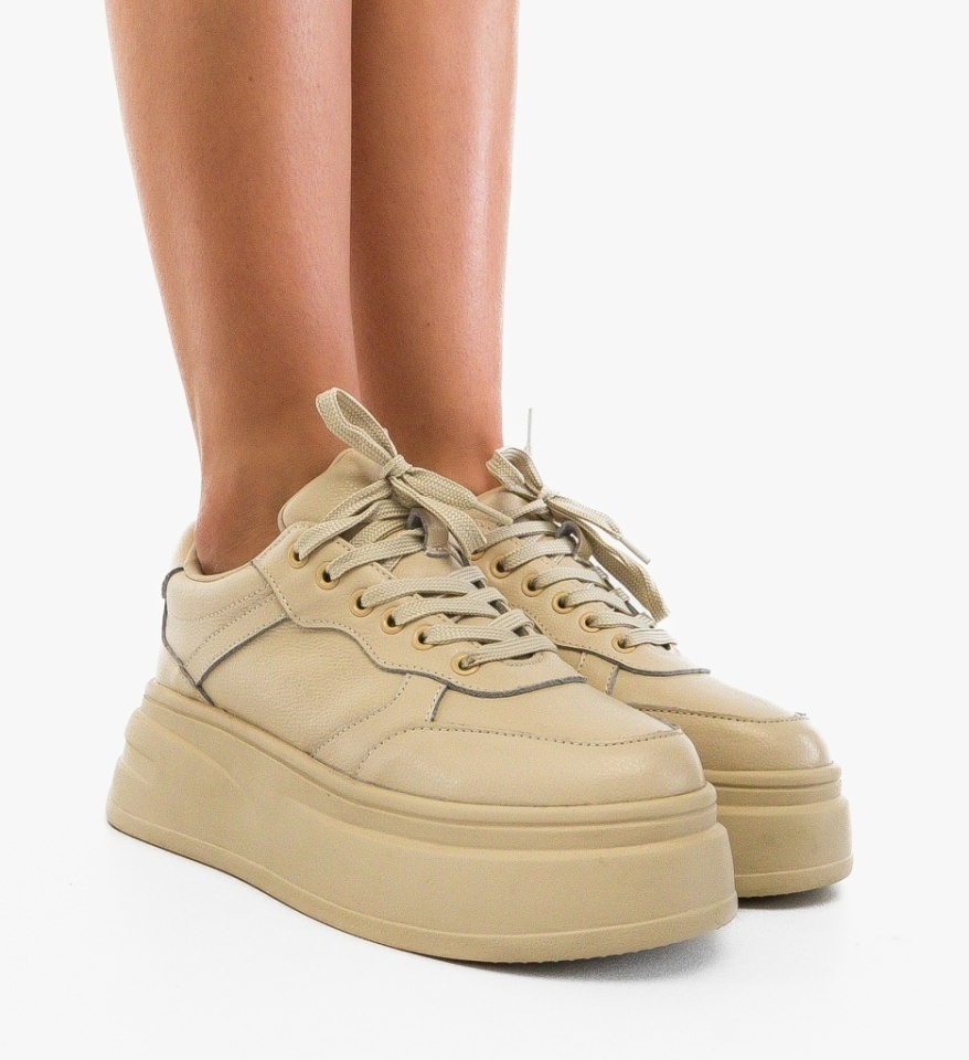 Sneakers dama Momda Bej - Img 3
