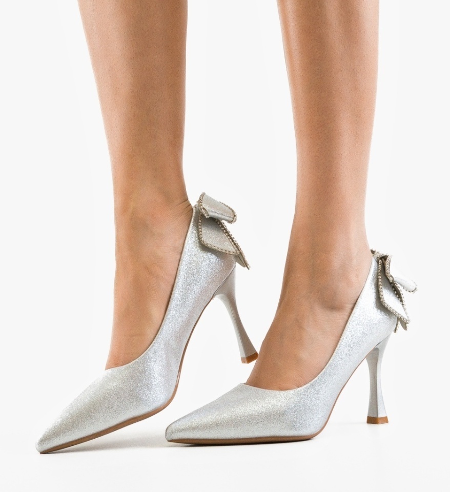 Pantofi stiletto dama Nenyz Argintii - Img 2