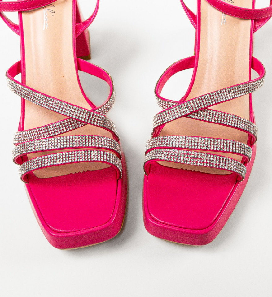 Sandale cu toc Shohre Fuchsia - Img 3