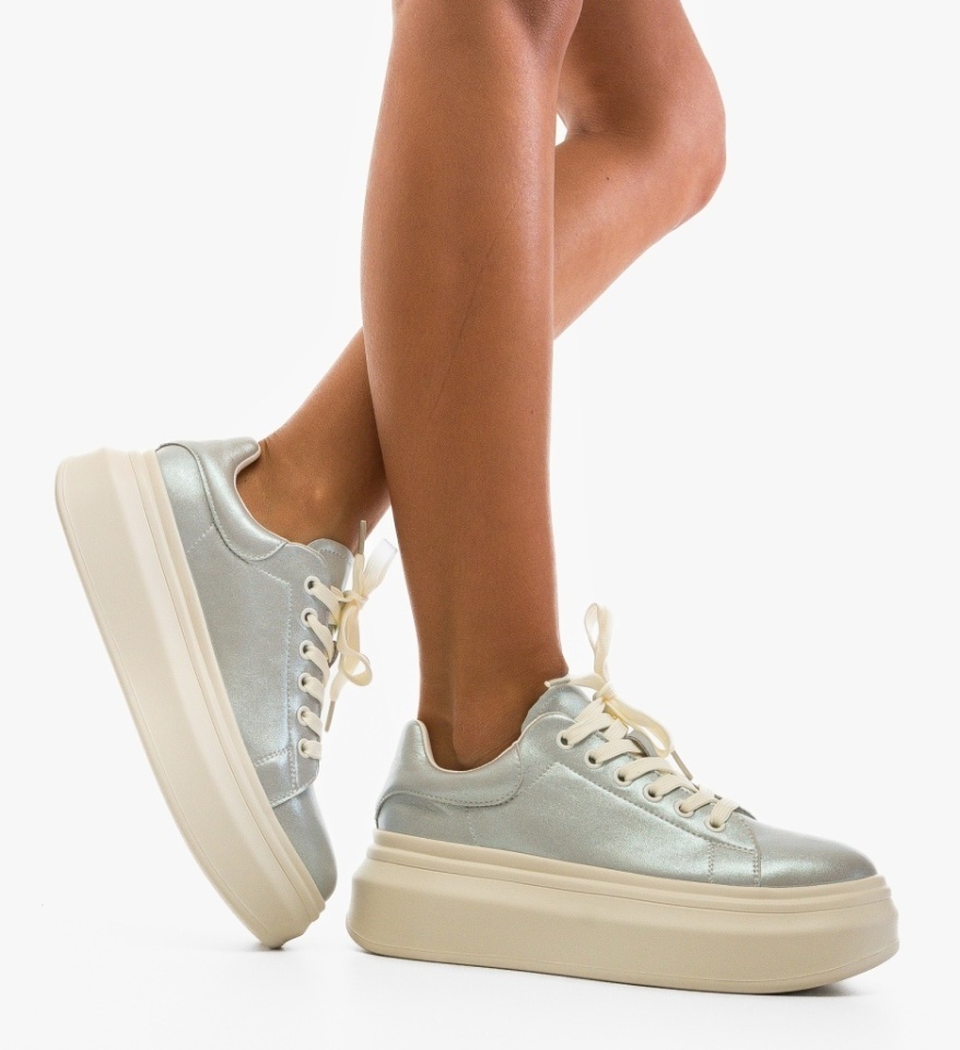 Sneakers dama Nart Argintii - Img 4
