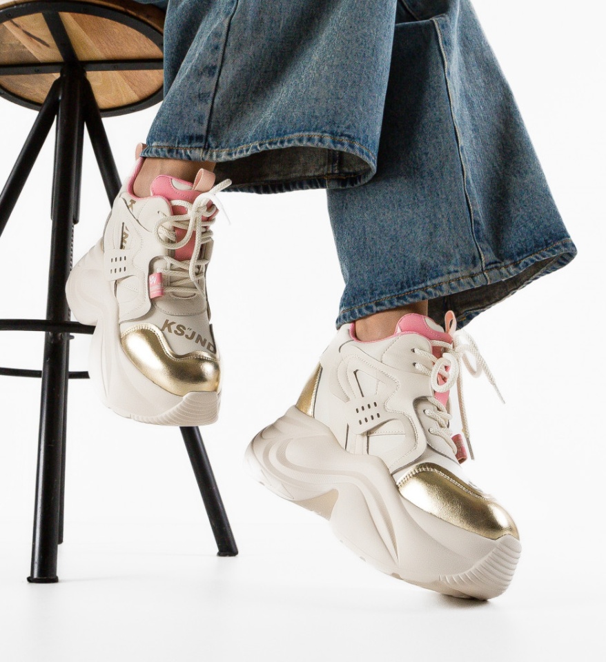 Sneakers dama Stacee Bej - Img 6